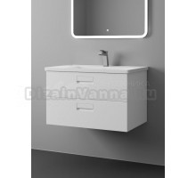 Тумба с раковиной Veneciana Camila 80 подвесная, глянцевая белая