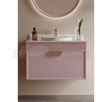 Тумба с раковиной ORKA Molino 80 подвесная, матовая розовая, со столешницей