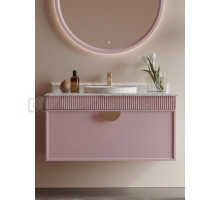 Тумба с раковиной ORKA Molino 100 подвесная, матовая розовая, со столешницей