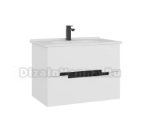 Тумба с раковиной ORKA Lodi 80 подвесная, белая, черная
