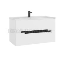 Тумба с раковиной ORKA Lodi 100 подвесная, белая, черная