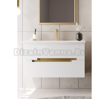 Тумба с раковиной ORKA Lodi 100 подвесная, белая, золото