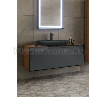 Тумба с раковиной ORKA Craft 100 подвесная, орех, антрацит, со столешницей