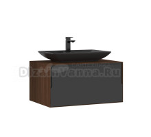 Тумба с раковиной ORKA Craft 80 подвесная, орех, антрацит, со столешницей