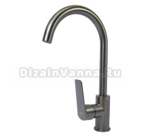 Смеситель для кухни 35k MIXLINE ML15-031GR высокий излив б/отв боковая п/гайку (без подводки) ГРАФИТ