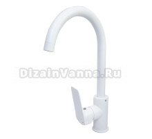 Смеситель для кухни 35k MIXLINE ML15-031W высокий излив б/отв боковая п/гайку (без подводки) БЕЛЫЙ