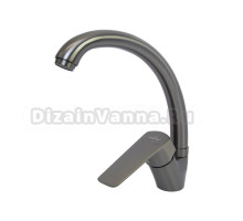 Смеситель для кухни 35k MIXLINE ML15-032GR высокий излив б/отв боковая п/гайку (без подводки) ГРАФИТ