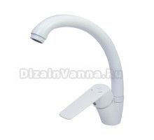 Смеситель для кухни 35k MIXLINE ML15-032W высокий излив б/отв боковая п/гайку (без подводки) БЕЛЫЙ