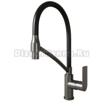 Смеситель для кухни 35k MIXLINE ML33-108GR"City Graphite" гибкий излив с фикс.бок.ручка б/отв ГРАФИТ