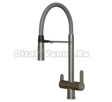Смеситель для кухни 35k MIXLINE MLSS-0401 СЕРЫЙ гиб. излив магнит, подкл.к фильтру, п/гайку САТИН