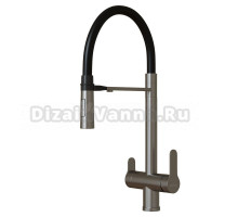 Смеситель для кухни 35k MIXLINE MLSS-0401 ЧЕРНЫЙ гиб. излив магнит, подкл.к фильтру, п/гайку САТИН