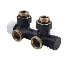 Узел нижнего подключения PrimoClima PCS3412MB термостатический, угловой, правый, 1/2"х3/4" EK, черный матовый