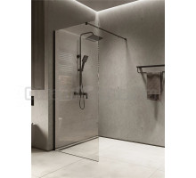 Душевая перегородка Knotlor Velum Crystal WI090 90х200 см, профиль черный, стекло прозрачное