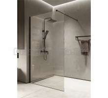 Душевая перегородка Knotlor Velum Crystal WI120 120х200 см, профиль черный, стекло прозрачное