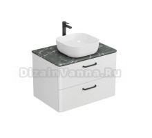 Тумба с раковиной Veneciana Tibr 80 подвесная, матовая белая, накладная раковина Asti 40