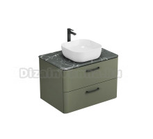 Тумба с раковиной Veneciana Tibr 80 подвесная, олива, накладная раковина Asti 40