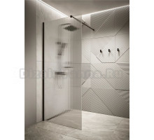 Душевая перегородка Knotlor Velum Ripple WI090 90х200 см, профиль черный, стекло рифленое