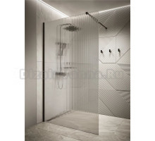 Душевая перегородка Knotlor Velum Ripple WI120 120х200 см, профиль черный, стекло рифленое