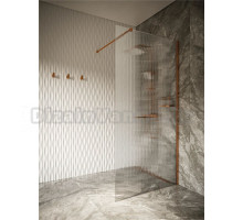 Душевая перегородка Knotlor Velum Ripple WI100 100х200 см, профиль римская бронза, стекло рифленое