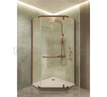 Душевой уголок Knotlor Penta FCD09 90х90 см, профиль римская бронза, стекло прозрачное