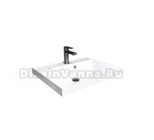 Мебельная раковина Stella Polar Азур 70 накладная, глянцевая белая, прямоугольная, искусственная мрамор