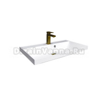 Мебельная раковина Stella Polar Азур 80 накладная, глянцевая белая, прямоугольная, искусственная мрамор