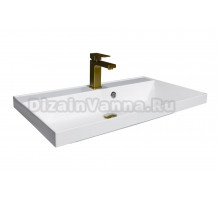 Мебельная раковина Stella Polar Азур 90 накладная, глянцевая белая, прямоугольная, искусственная мрамор