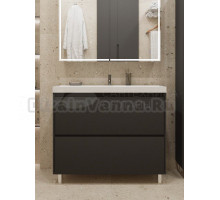 Тумба с раковиной Stella Polar Борнео 100 Люкс напольная, графит матовый