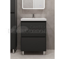 Тумба с раковиной Stella Polar Борнео 60 Люкс напольная, графит матовый