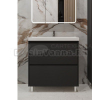 Тумба с раковиной Stella Polar Борнео 80 Люкс напольная, графит матовый