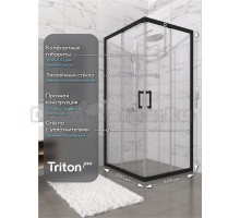 Душевой уголок Triton 100x100 см, без поддона, профиль черный, стекло прозрачное