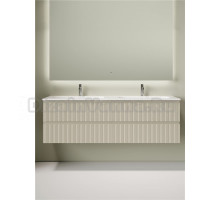 Тумба с раковиной Sancos Snob T 80 beige soft, 2 шт, раковина Ceramicanova Grace CN7023 с двумя чашами