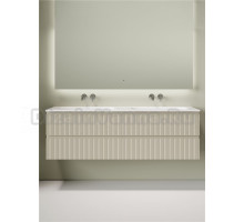 Тумба с раковиной Sancos Snob T 80 beige soft, 2 шт, раковина Ceramicanova Grace CN7023wx с двумя чашами, без отверстий под смеситель