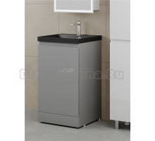 Тумба с раковиной Style Line Батлер Люкс Plus 50 напольная, матовая серая, раковина антрацит