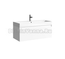 Тумба с раковиной Aqwella 5 stars Geometria 100 подвесная, 1 ящик, белая