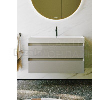 Тумба с раковиной Aqwella 5 stars Geometria 100 подвесная, 2 ящика, серый туман