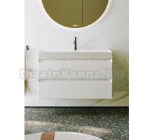 Тумба с раковиной Aqwella 5 stars Geometria 100 подвесная, 2 ящика, белая