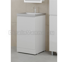 Тумба с раковиной Style Line Батлер Люкс Plus 50 напольная, белый глянец, раковина серый шелк