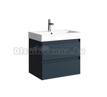 Тумба с раковиной Aqwella 5 stars Geometria 65 подвесная, 2 ящика, серая