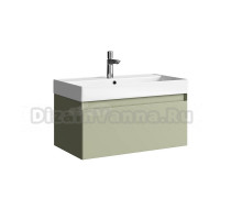 Тумба с раковиной Aqwella 5 stars Geometria 80 подвесная, 1 ящик, шалфей зеленый
