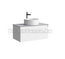 Тумба под раковину со столешницей Aqwella 5 stars Geometria 80 1 ящик, белая, столешница серый камень