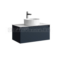 Тумба с раковиной Aqwella 5 stars Geometria 80 1 ящик, серая, столешница мрамор белый