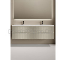 Тумба с раковиной Sancos Snob R 80 beige soft, 2 шт, раковина Ceramicanova Grace с двумя чашами и отверстиями под смеситель CN7023