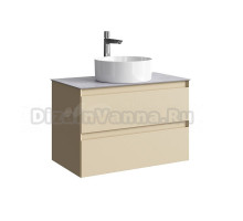 Тумба под раковину со столешницей Aqwella 5 stars Geometria 80 2 ящика, морская дюна, столешница серый камень