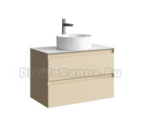 Тумба под раковину со столешницей Aqwella 5 stars Geometria 80 2 ящика, морская дюна, столешница мрамор белый