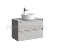 Тумба с раковиной Aqwella 5 stars Geometria 80 2 ящика, серый туман, столешница серый камень