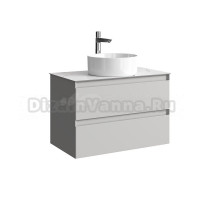 Тумба с раковиной Aqwella 5 stars Geometria 80 2 ящика, серый туман, столешница мрамор белый