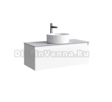 Тумба с раковиной Aqwella 5 stars Geometria 100 1 ящик, белая, столешница серый камень