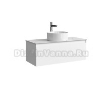 Тумба с раковиной Aqwella 5 stars Geometria 100 1 ящик, белая, столешница мрамор белый