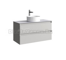 Тумба под раковину со столешницей Aqwella 5 stars Geometria 100 2 ящика, серый туман, столешница серый камень